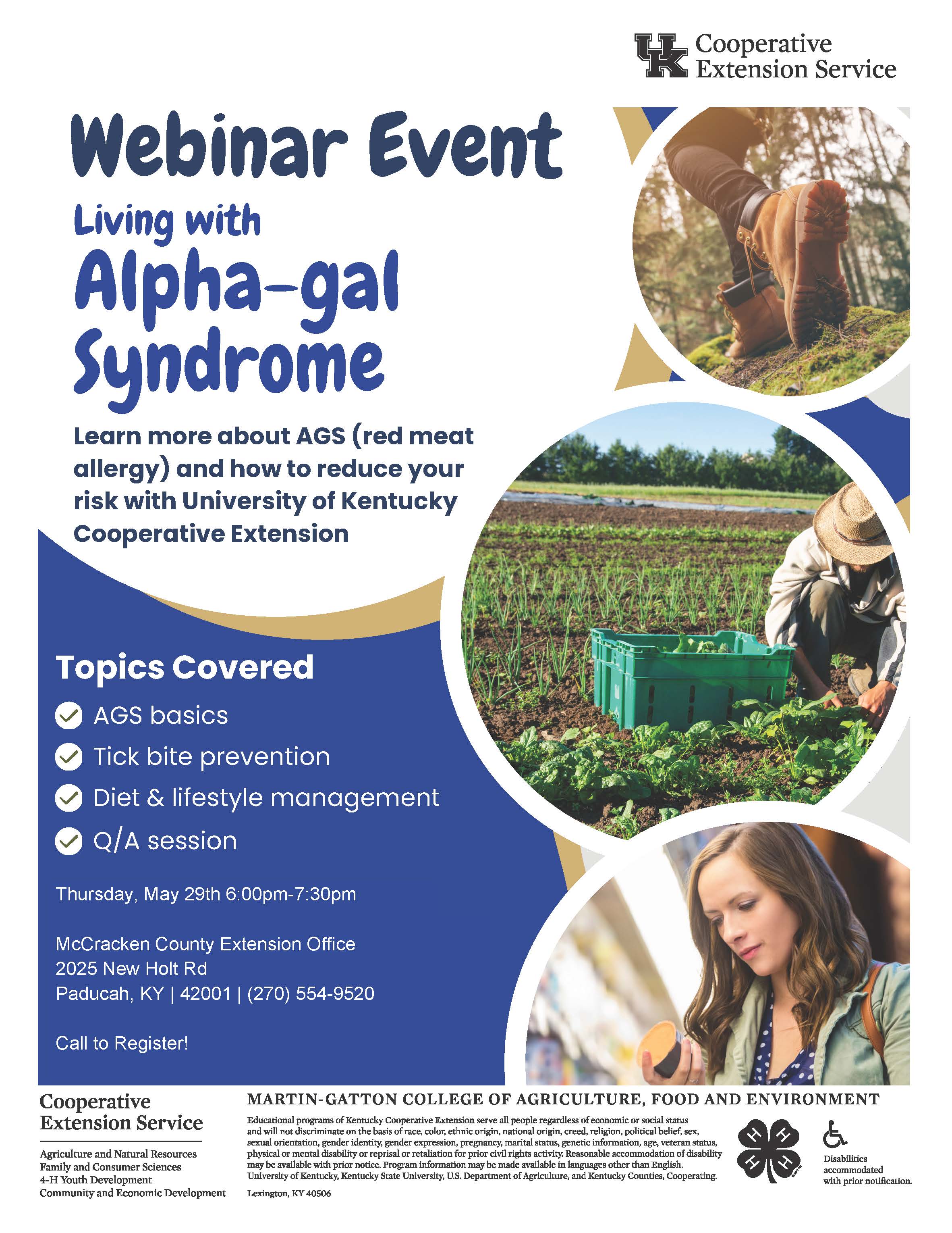 Flyer for Alpha-gal Syndrome Webinar Event